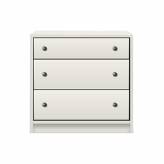 3d realistic vector icon. White chest of drawers.