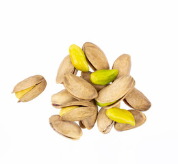pistachios close-up on a white background