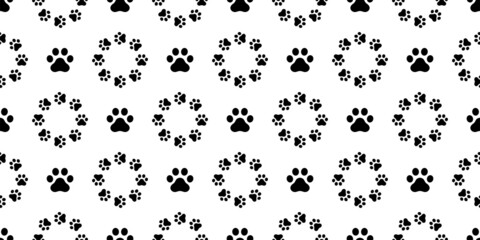 Naklejka na ściany i meble dog paw seamless pattern footprint cat french bulldog icon vector puppy kitten cartoon doodle isolated repeat wallpaper tile background illustration design clip art