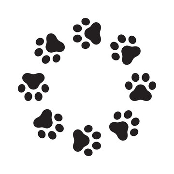 dog paw vector footprint icon logo isolated cat character cartoon symbol french bulldog illustration doodle design clip art