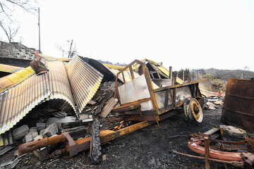 A house burned down in a forest fire in South Korea in early 2022