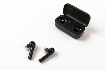 wireless earphones on a white background
