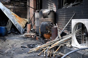 A house burned down in a forest fire in South Korea in early 2022
