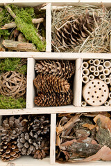 Making Insect Hotel of Natural Materials. Shelter for Bugs, Bees, Wasps, Butterflies. Environment friendly. Ecological pest control. Attracts bees to pollinate your plants. Education for children.