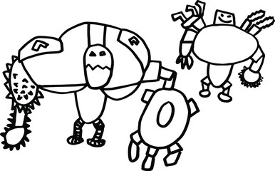Vector robots monsters. Coloring robots.