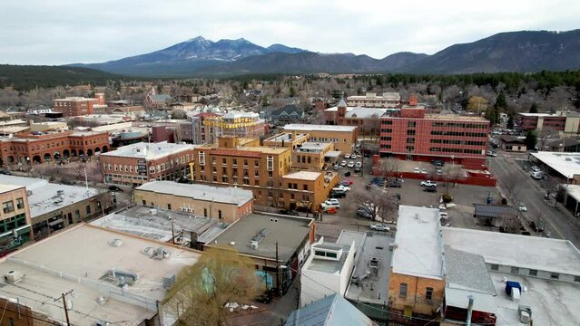 Aerial Push into Flagstaff Arizona