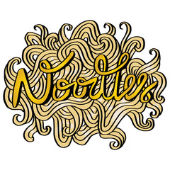 Doodle noodle lettering hand drawing illustration