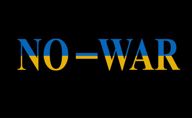 Flags of Ukraine under black background. Stop war. Peace. Relationship between Ukraine and Russia.