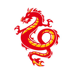 Red and gold dragon illustration design vector