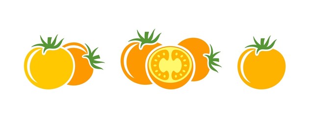 Yellow tomato logo. Isolated tomato on white background