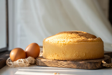 biscuit on a wooden table, ingredients, cake preparation