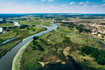 Aerial landscape. countryside hills, stunning aerial view in spring. Ukraine - obrazy, fototapety, plakaty