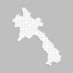 Vector map Laos from white puzzle, jigsaw