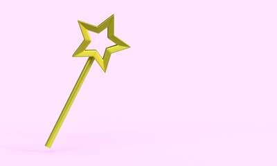 Magic wand with a star. 3d render