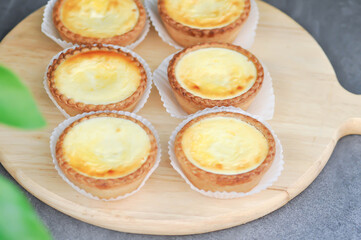 tart, cheese tart or tart in the tray