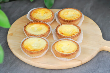 tart, cheese tart or tart in the tray