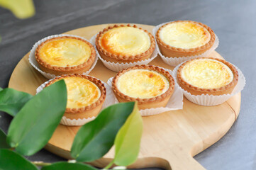 tart, cheese tart or tart in the tray