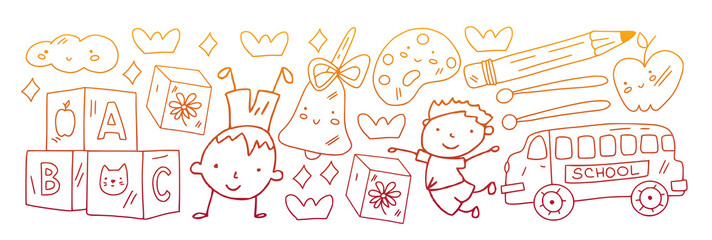Obraz premium Creativity and imagination. Vector icons with school items.