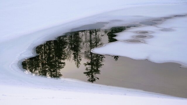 reflets sur lac glac&eacute;