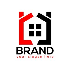 Obraz premium People house logo vector. Flat design. Vector Illustration on white background.