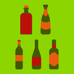 Geometric icon. Wine bottles color illustration. Vector.  - obrazy, fototapety, plakaty