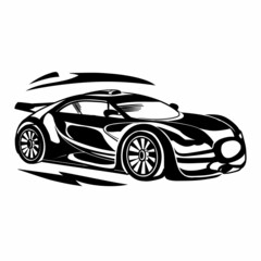 stylized passenger car, isolated object on a white background, vector illustration,