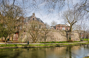 Fototapeta na wymiar Utrecht, The Netherlands, March 13, 2022: the Sonnenborgh section of the historic ramparts with astronomical observatory and museum