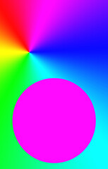 Illustration of Abstract Gradient Rainbow Color Beams  with Hot Pink Sphere Copy Space