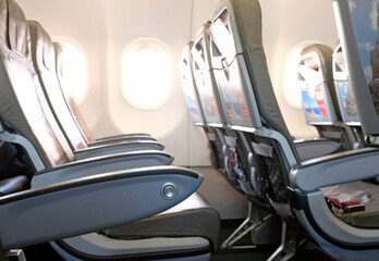 Empty plane interior and seats