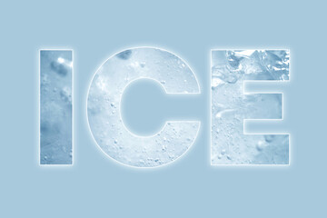 ice font typography created from ice