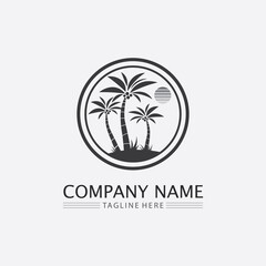 Palm tree summer logo template vector design illustration