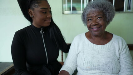 Granddaughter and grandmother together in love and affection