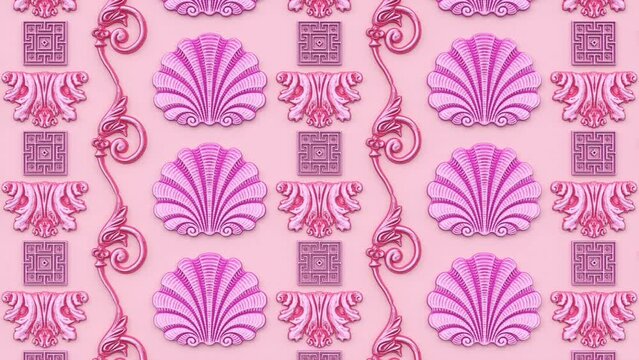 Decorative floral baroque ethnic ornament, renaissance retro antique vintage pattern, victorian elegant damask background, flower spring pink nature leaf love summer Valentine day wallpaper