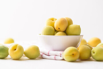 Apricot fruit from local market on white background, Tropical fruit in spring and summer season
