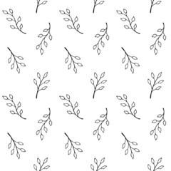 Vector seamless pattern of hand drawn sketch doodle leaves isolated on white background