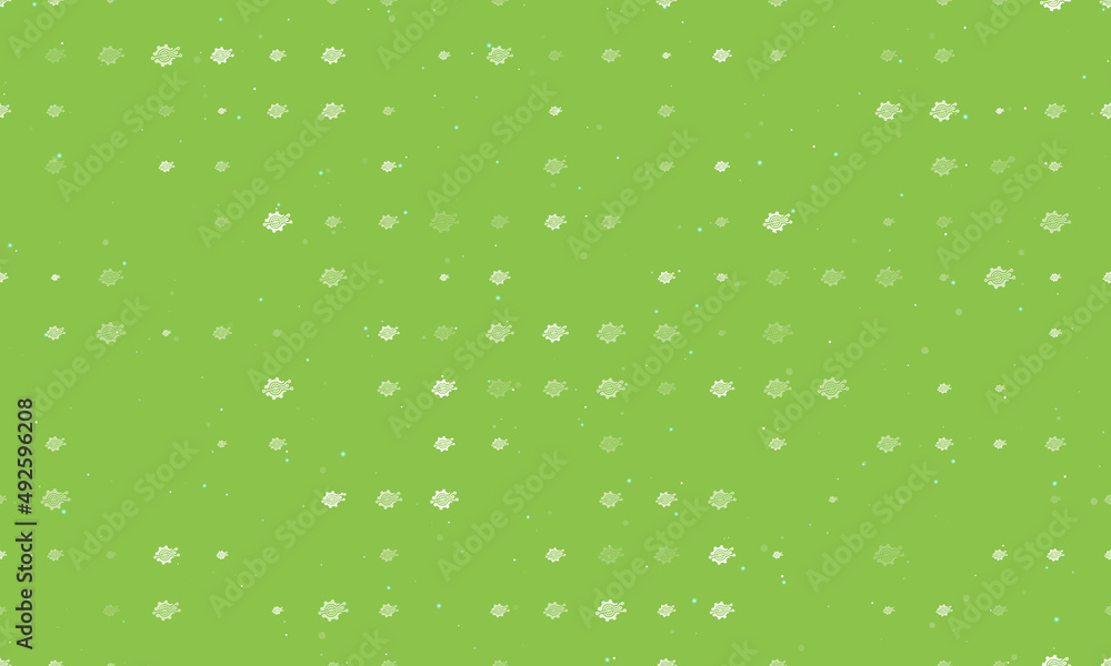 Poster seamless background pattern of evenly spaced white digital tech symbols of different sizes and opaci