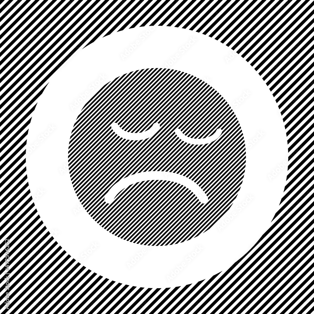Aufkleber a large depression symbol in the center as a hatch of black lines on a white circle. interlaced effe