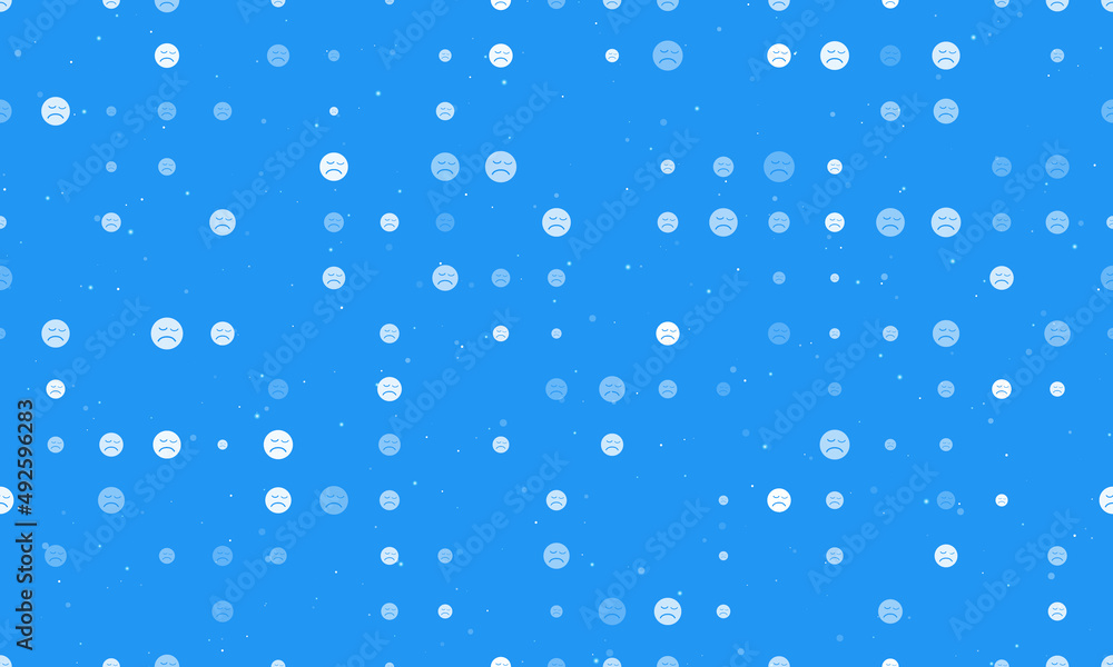 Poster seamless background pattern of evenly spaced white depression symbols of different sizes and opacity