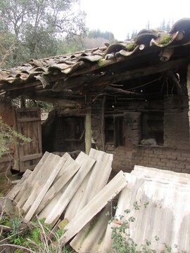 Old style and abandoned rural house, Pejerrey, Linares, Chile.
