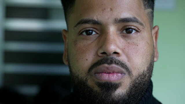 A Casual Hispanic Black Man Portrait Face A Brazilian Person Serious Emotion