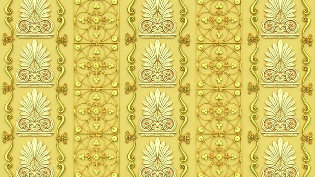 Decorative floral baroque ethnic ornament, renaissance retro antique vintage pattern, victorian elegant damask background, flower tile gold yellow bright summer wallpaper