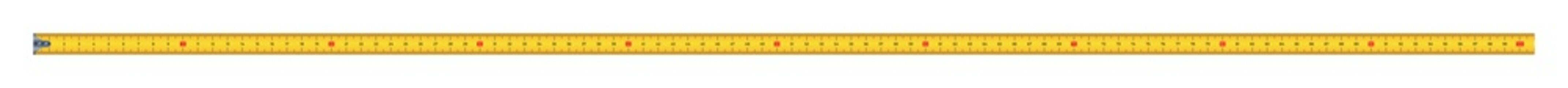 Vector illustration yellow and black measure tape ruler 100 cm isolated on white background. Realistic tape for tool roulette in flat style. Metric measurement.