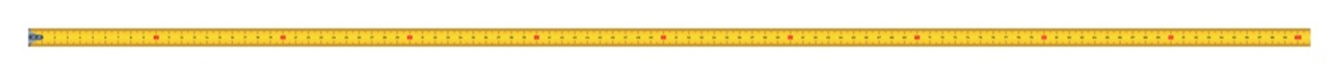 Vector illustration yellow and black measure tape ruler 100 cm isolated on white background. Realistic tape for tool roulette in flat style. Metric measurement.