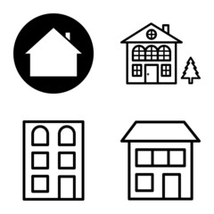 Houses Flat Icon Set Isolated On White Background