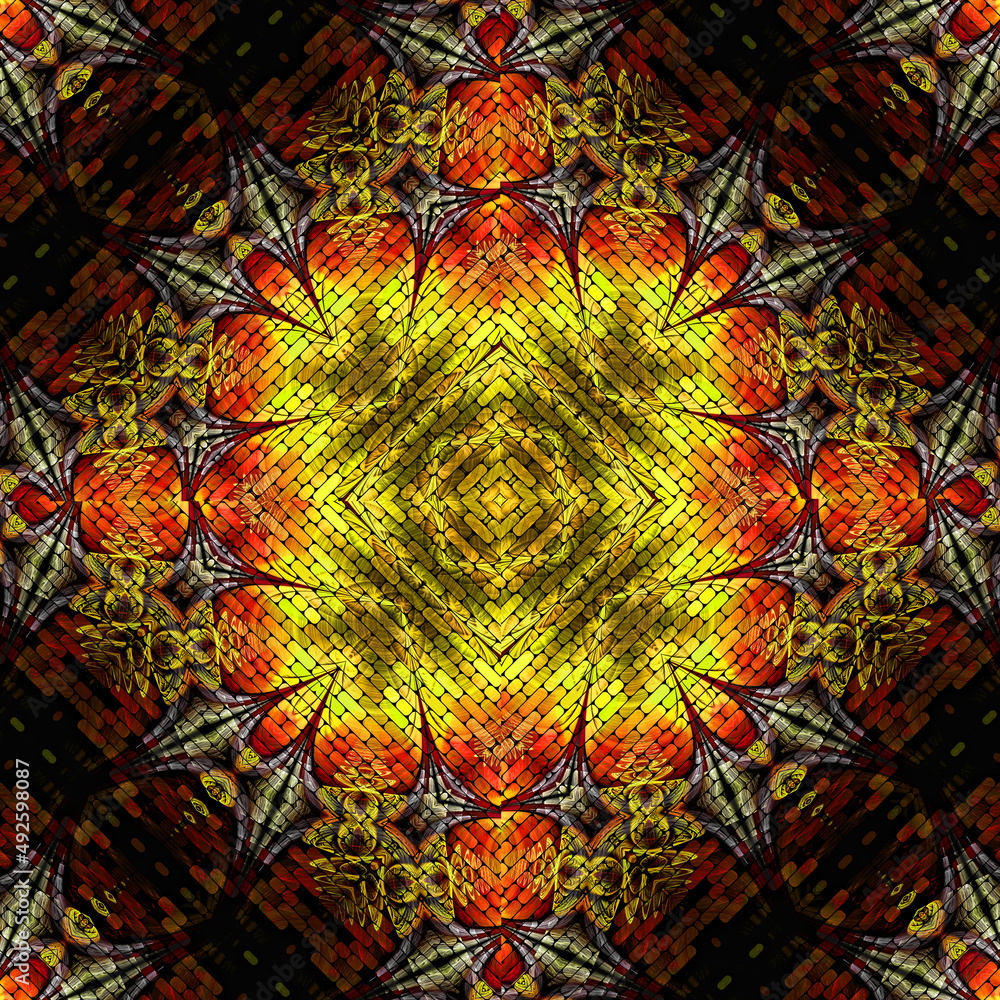 Wall mural 3d effect - abstract geometric fractal pattern