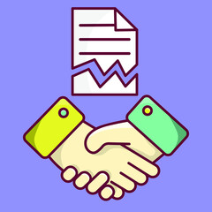 Cartoon flat vector illustration of business handshake. 