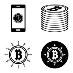 Bitcoins1-2 Flat Icon Set Isolated On White Background