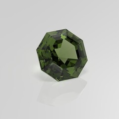 actinolite gemstone octagon 3D render