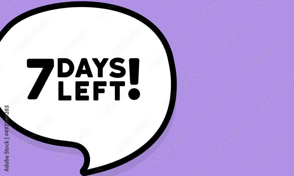Poster speech bubble with 7 days left text. boom retro comic style. pop art style. vector line icon for bus