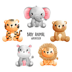 Cute baby animal, vector illustration